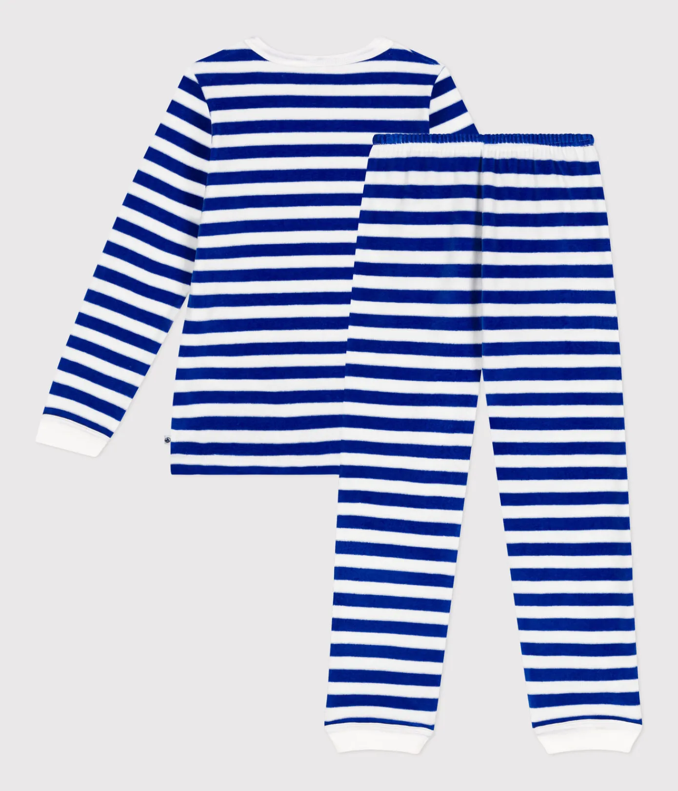 Petit Bateau Schlafanzüge, Pyjamas|Schlafanzüge, Nachthemden*Kinder-Pyjama aus Nicki mit Streifen blau CALVIN/ MARSHMALLOW