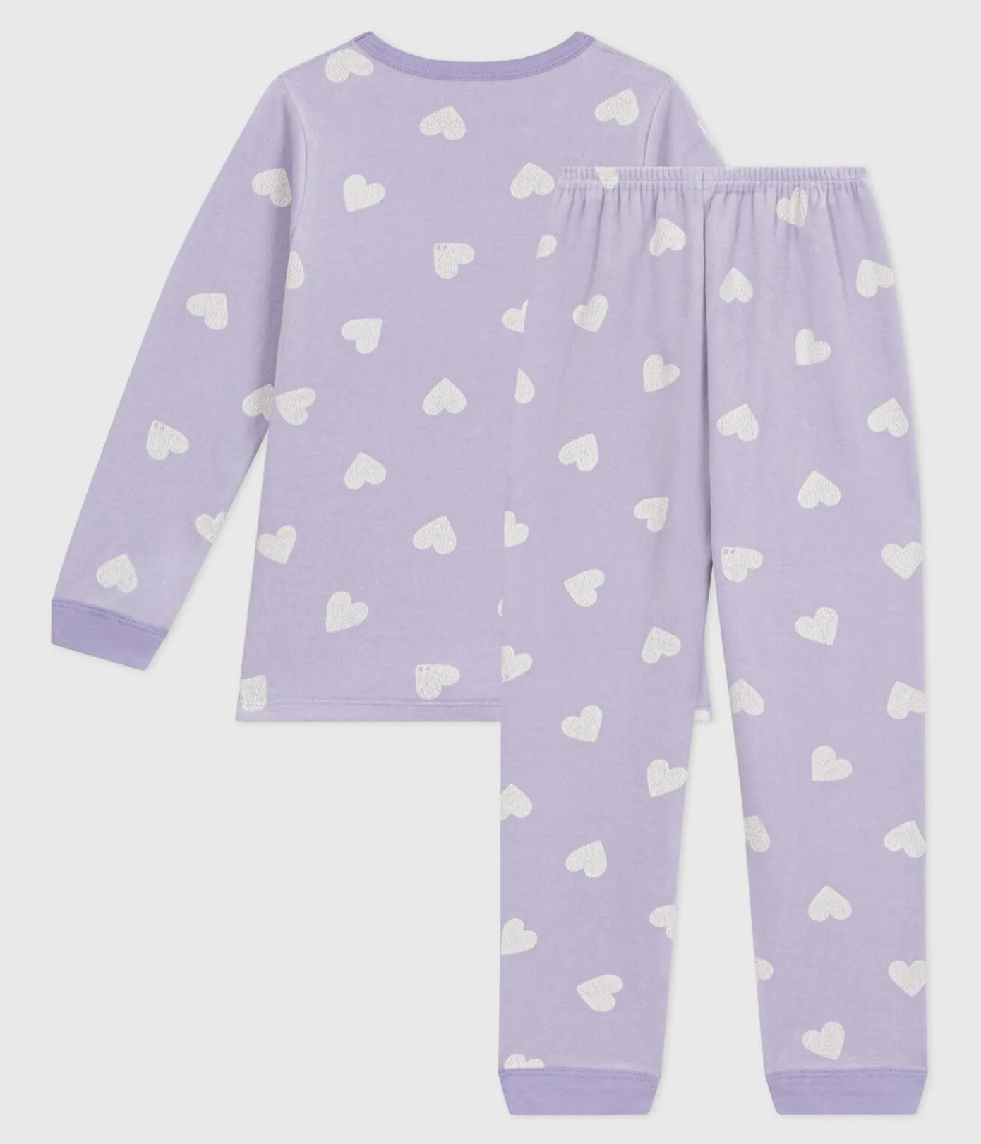 Petit Bateau Schlafanzüge, Nachthemden*Kinder-Pyjama aus Nicki mit Herzmotiv weiss SQUAW/ MARSHMALLOW