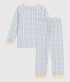 Petit Bateau Schlafanzüge, Pyjamas|Schlafanzüge, Nachthemden*Kinder-Pyjama aus Nicki mit Raketen-Motiv weiss MARSHMALLOW/weiss MULTICO