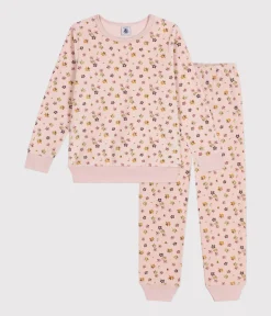 Petit Bateau Schlafanzüge, Nachthemden*Kinder-Pyjama aus Nicki mit Blumenmotiv rosa SALINE/weiss MULTICO