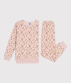 Petit Bateau Schlafanzüge, Nachthemden*Kinder-Pyjama aus Nicki mit Blumenmotiv rosa SALINE/weiss MULTICO