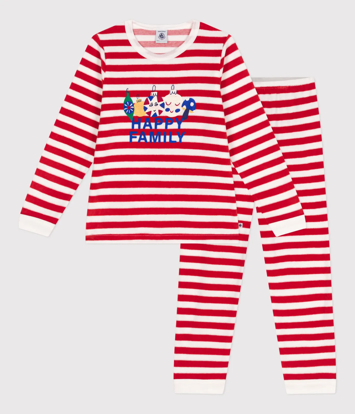 Petit Bateau Schlafanzüge, Pyjamas|Schlafanzüge, Nachthemden*Kinder-Pyjama aus Nicki mit Streifen ROT AURORA/ MARSHMALLOW