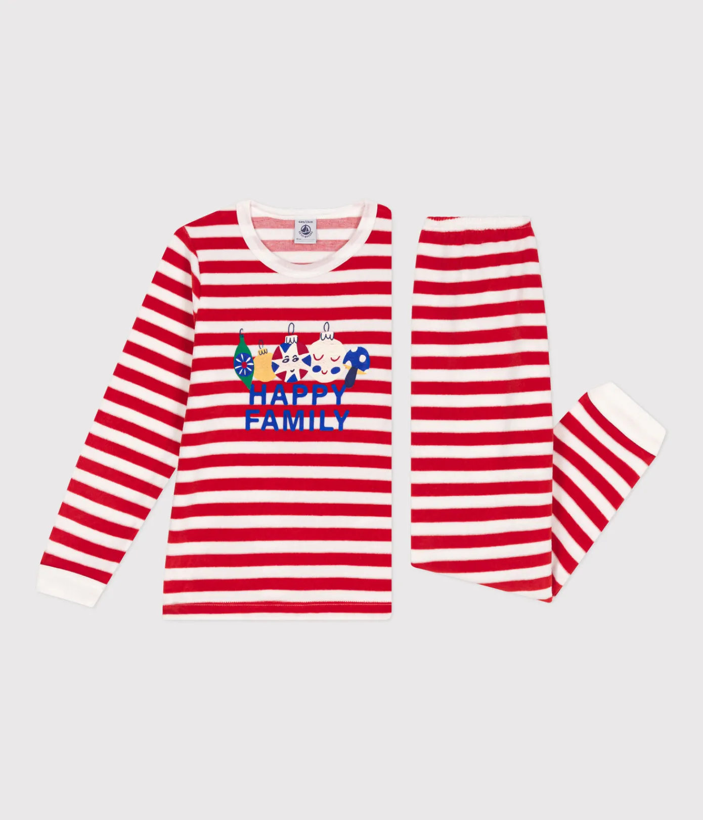 Petit Bateau Schlafanzüge, Pyjamas|Schlafanzüge, Nachthemden*Kinder-Pyjama aus Nicki mit Streifen ROT AURORA/ MARSHMALLOW