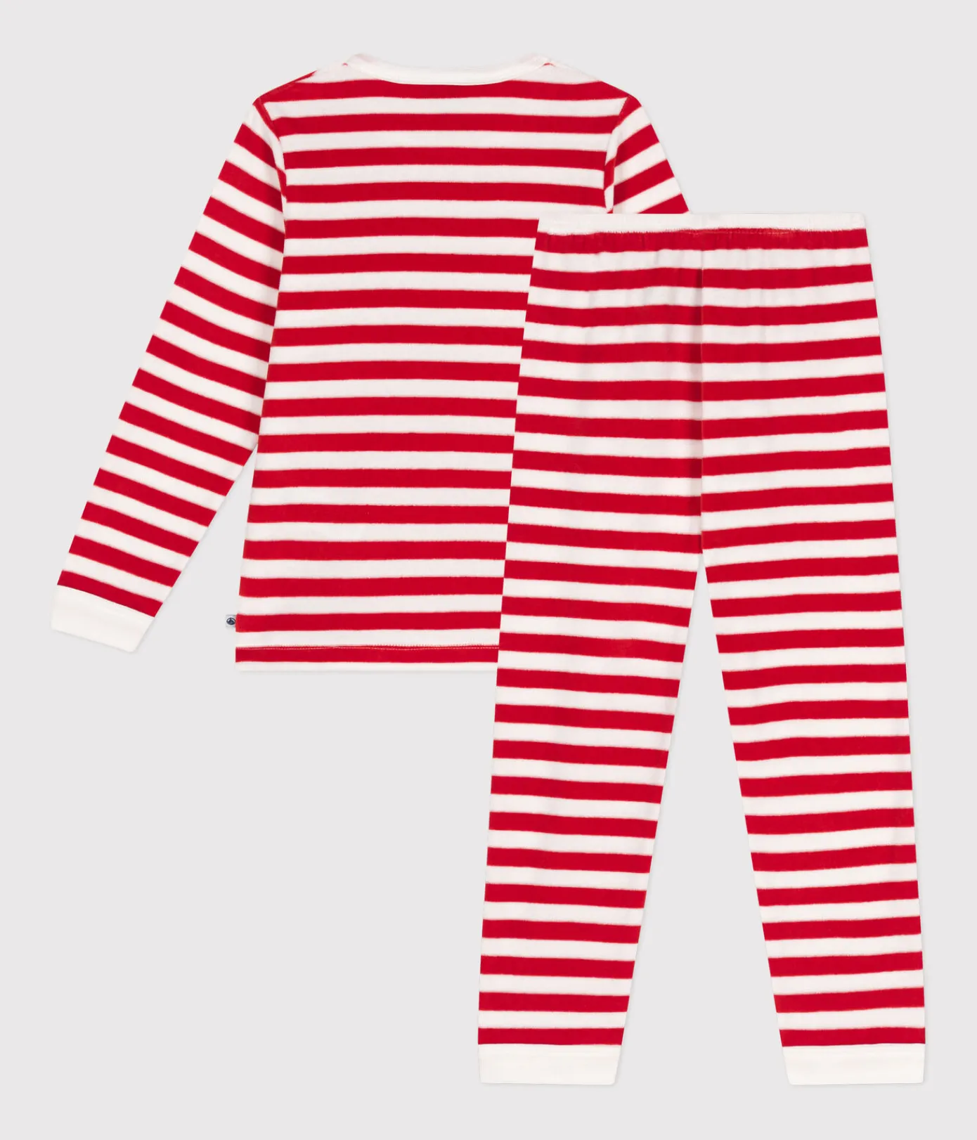 Petit Bateau Schlafanzüge, Pyjamas|Schlafanzüge, Nachthemden*Kinder-Pyjama aus Nicki mit Streifen ROT AURORA/ MARSHMALLOW