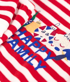 Petit Bateau Schlafanzüge, Pyjamas|Schlafanzüge, Nachthemden*Kinder-Pyjama aus Nicki mit Streifen ROT AURORA/ MARSHMALLOW