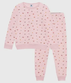 Petit Bateau Schlafanzüge, Nachthemden*Kinder-Pyjama aus Nicki mit Blumenmotiv rosa JOLI/weiss MULTICO