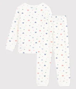 Petit Bateau Schlafanzüge, Nachthemden*Kinder-Pyjama aus Nicki mit Herzmotiv weiss MARSHMALLOW/weiss MULTICO