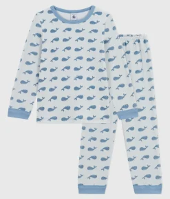 Petit Bateau Schlafanzüge, Pyjamas|Schlafanzüge, Nachthemden*Kinder-Pyjama aus Nicki mit Walmotiv CO2/ ADRIATIC