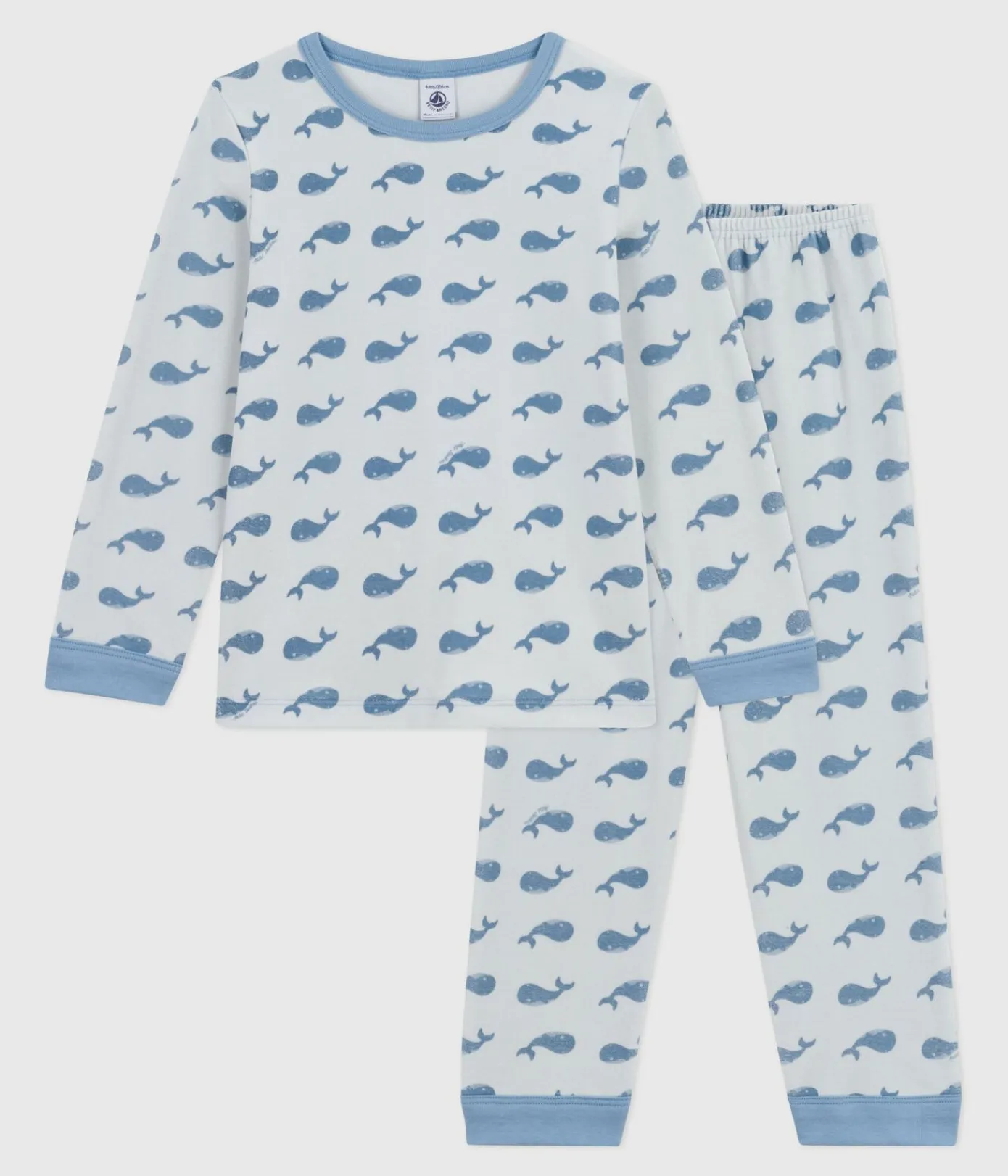 Petit Bateau Schlafanzüge, Pyjamas|Schlafanzüge, Nachthemden*Kinder-Pyjama aus Nicki mit Walmotiv CO2/ ADRIATIC