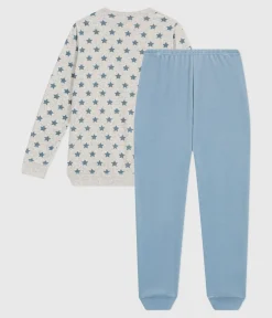 Petit Bateau Herren|Schlafanzüge, Pyjamas*Kinder-Pyjama aus Nicki mit Sternmotiv BELUGA/ ADRIATIC