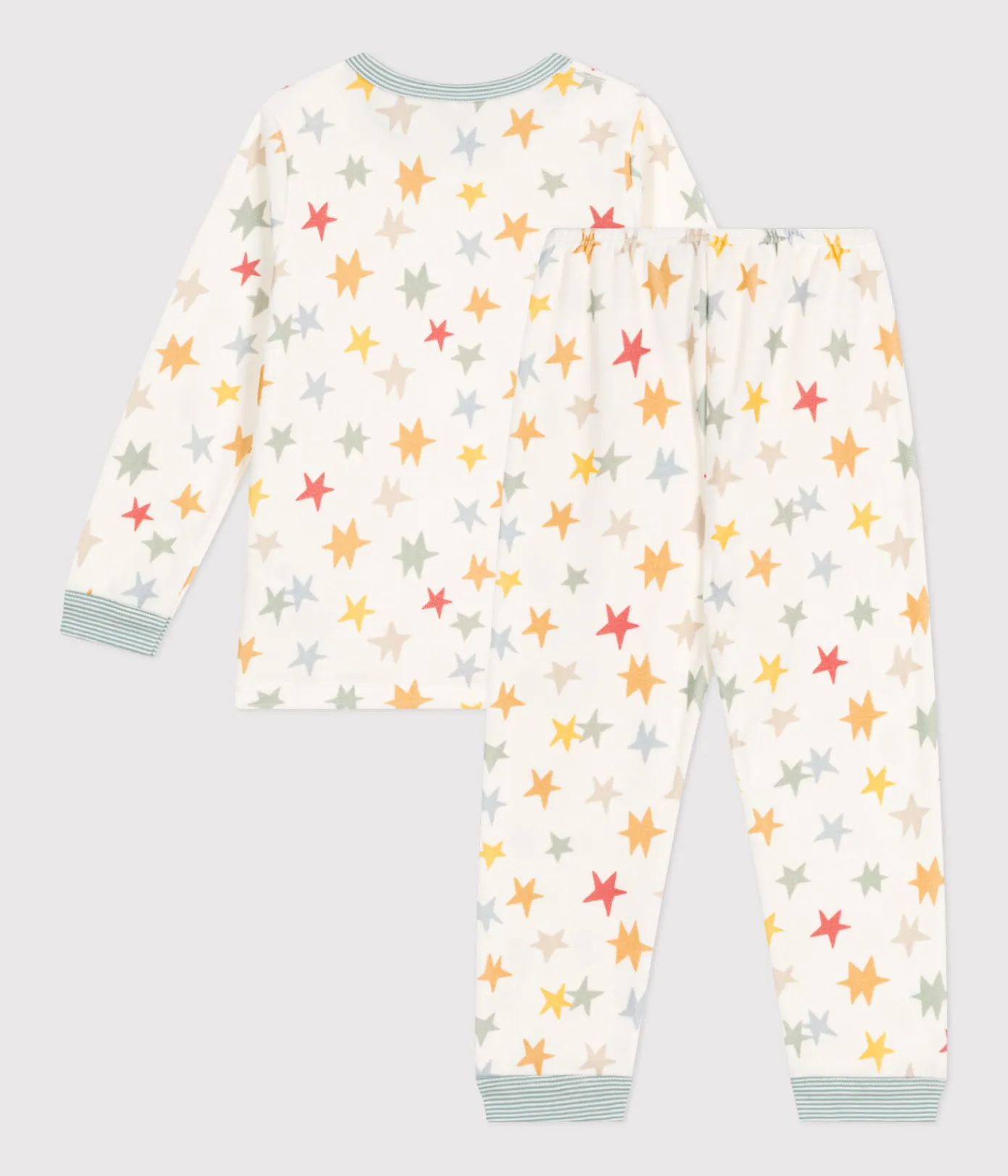 Petit Bateau Schlafanzüge, Pyjamas|Schlafanzüge, Nachthemden*Kinder-Pyjama aus Nicki mit Sternmotiv weiss MARSHMALLOW/weiss MULTICO