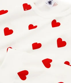 Petit Bateau Schlafanzüge, Pyjamas|Schlafanzüge, Nachthemden*Kinderpyjama aus Rippstrick mit Herzchenmotiv weiss MARSHMALLOW/ROT TERKUIT