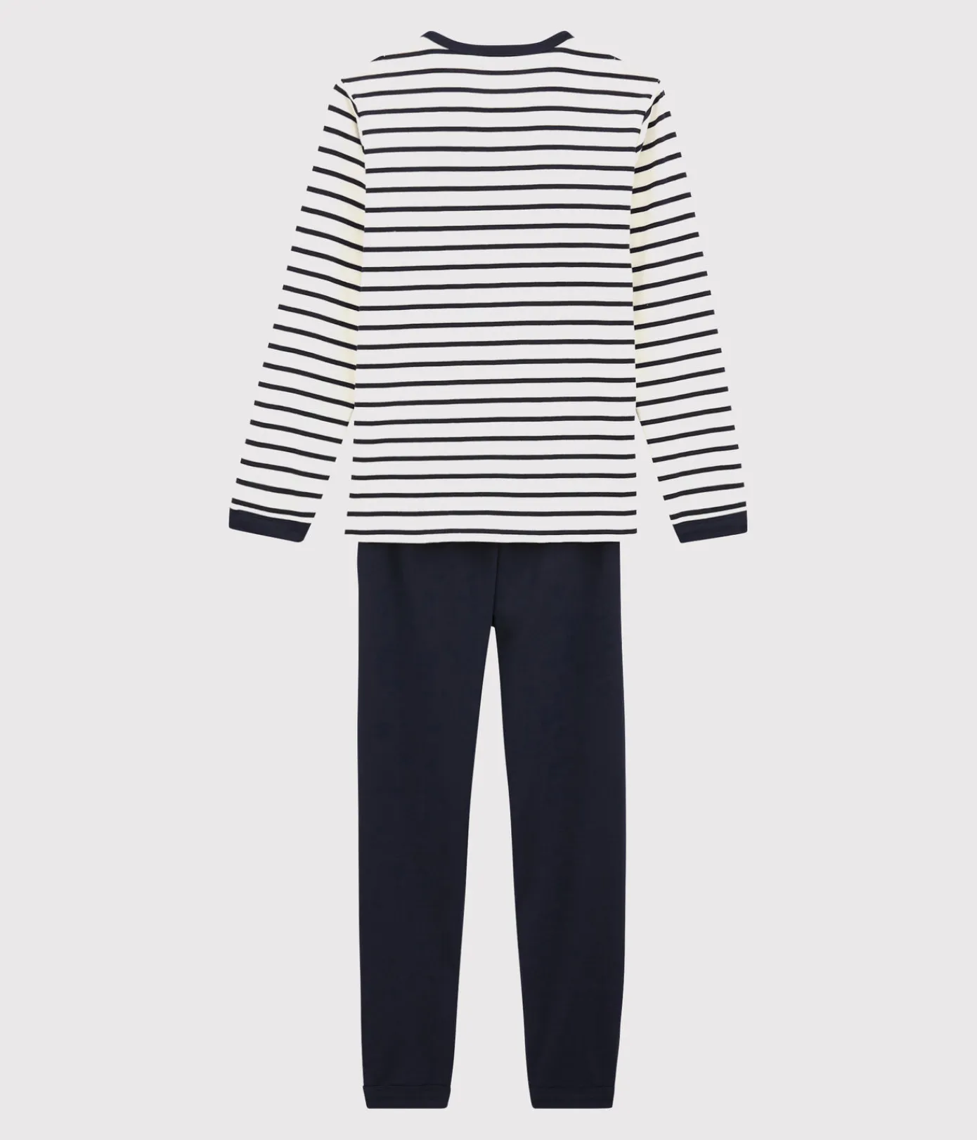 Petit Bateau Herren|Schlafanzüge, Pyjamas*Kinderpyjama aus Rippstrick mit Matrosenstreifen weiss MARSHMALLOW/blau SMOKING