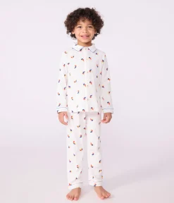 Petit Bateau Schlafanzüge, Pyjamas*Kinder-Pyjama mit Knopfverschluss aus bedruckter Baumwolle MARSHMALLOW/ OLYMPIC/ MULTICO