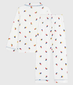 Petit Bateau Schlafanzüge, Pyjamas*Kinder-Pyjama mit Knopfverschluss aus bedruckter Baumwolle MARSHMALLOW/ OLYMPIC/ MULTICO