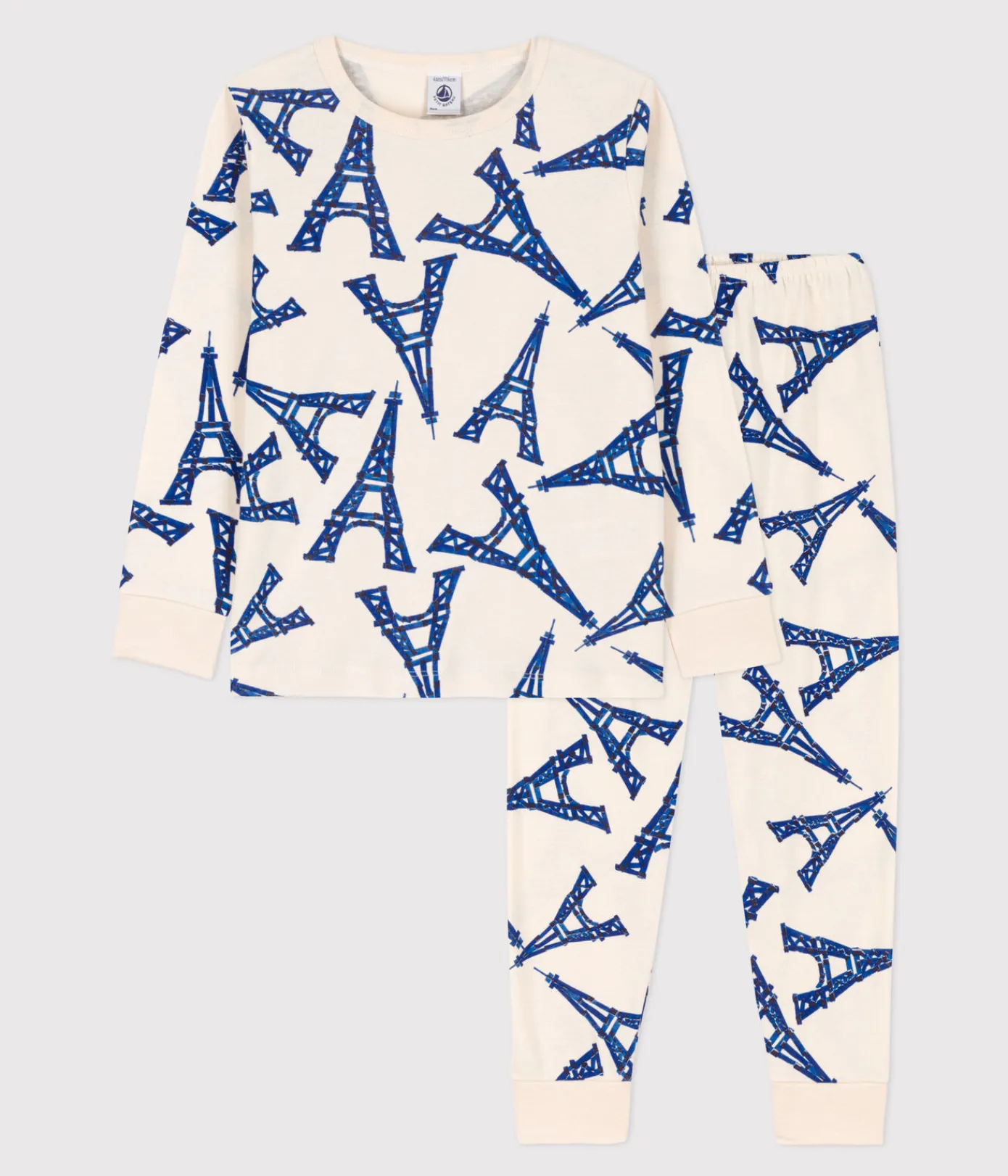 Petit Bateau Schlafanzüge, Pyjamas|Schlafanzüge, Nachthemden*Kinderpyjama Paris aus Baumwolle weiss AVALANCHE/ MULTICO