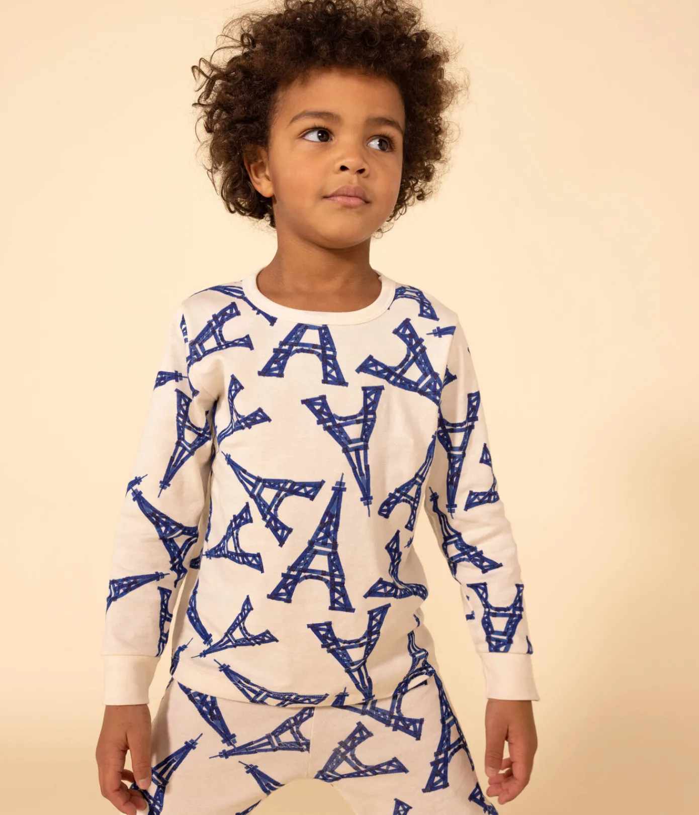 Petit Bateau Schlafanzüge, Pyjamas|Schlafanzüge, Nachthemden*Kinderpyjama Paris aus Baumwolle weiss AVALANCHE/ MULTICO