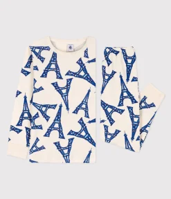 Petit Bateau Schlafanzüge, Pyjamas|Schlafanzüge, Nachthemden*Kinderpyjama Paris aus Baumwolle weiss AVALANCHE/ MULTICO