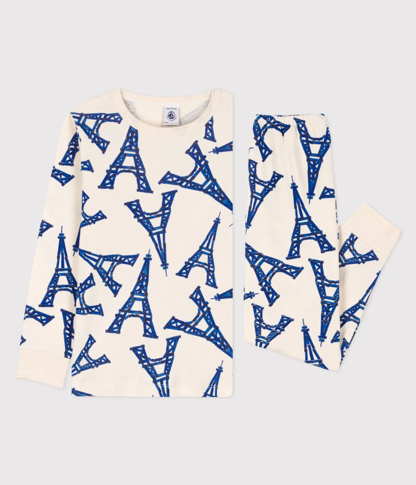 Petit Bateau Schlafanzüge, Pyjamas|Schlafanzüge, Nachthemden*Kinderpyjama Paris aus Baumwolle weiss AVALANCHE/ MULTICO