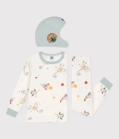 Petit Bateau Schlafanzüge, Pyjamas|Schlafanzüge, Nachthemden*Kinder-Pyjama zum Verkleiden aus Baumwolle mit Raumfahrtmotiven weiss MARSHMALLOW/weiss MULTICO