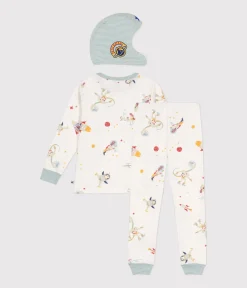 Petit Bateau Schlafanzüge, Pyjamas|Schlafanzüge, Nachthemden*Kinder-Pyjama zum Verkleiden aus Baumwolle mit Raumfahrtmotiven weiss MARSHMALLOW/weiss MULTICO