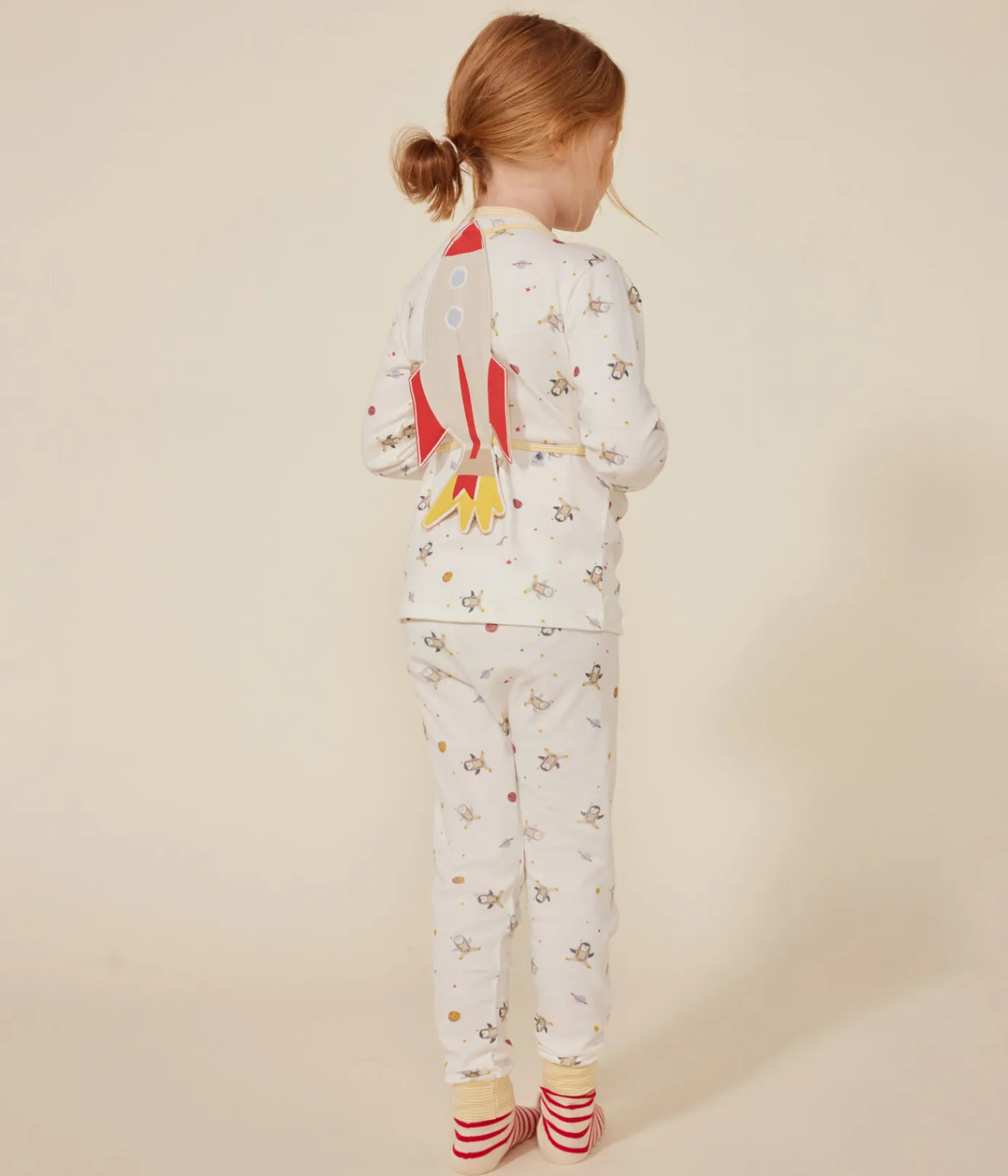 Petit Bateau Schlafanzüge, Pyjamas|Schlafanzüge, Nachthemden*Kinder-Pyjama zum Verkleiden aus Baumwolle mit Raumfahrtmotiven weiss MARSHMALLOW/weiss MULTICO