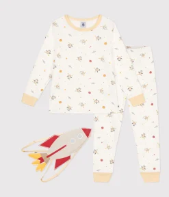 Petit Bateau Schlafanzüge, Pyjamas|Schlafanzüge, Nachthemden*Kinder-Pyjama zum Verkleiden aus Baumwolle mit Raumfahrtmotiven weiss MARSHMALLOW/weiss MULTICO