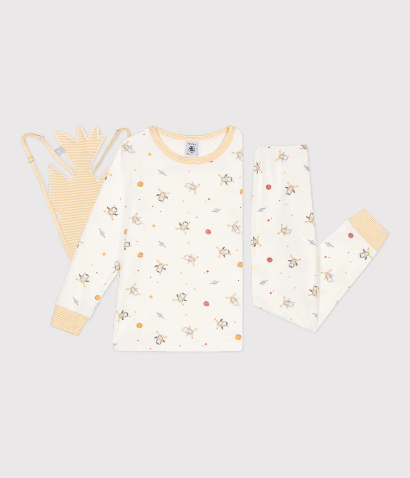 Petit Bateau Schlafanzüge, Pyjamas|Schlafanzüge, Nachthemden*Kinder-Pyjama zum Verkleiden aus Baumwolle mit Raumfahrtmotiven weiss MARSHMALLOW/weiss MULTICO