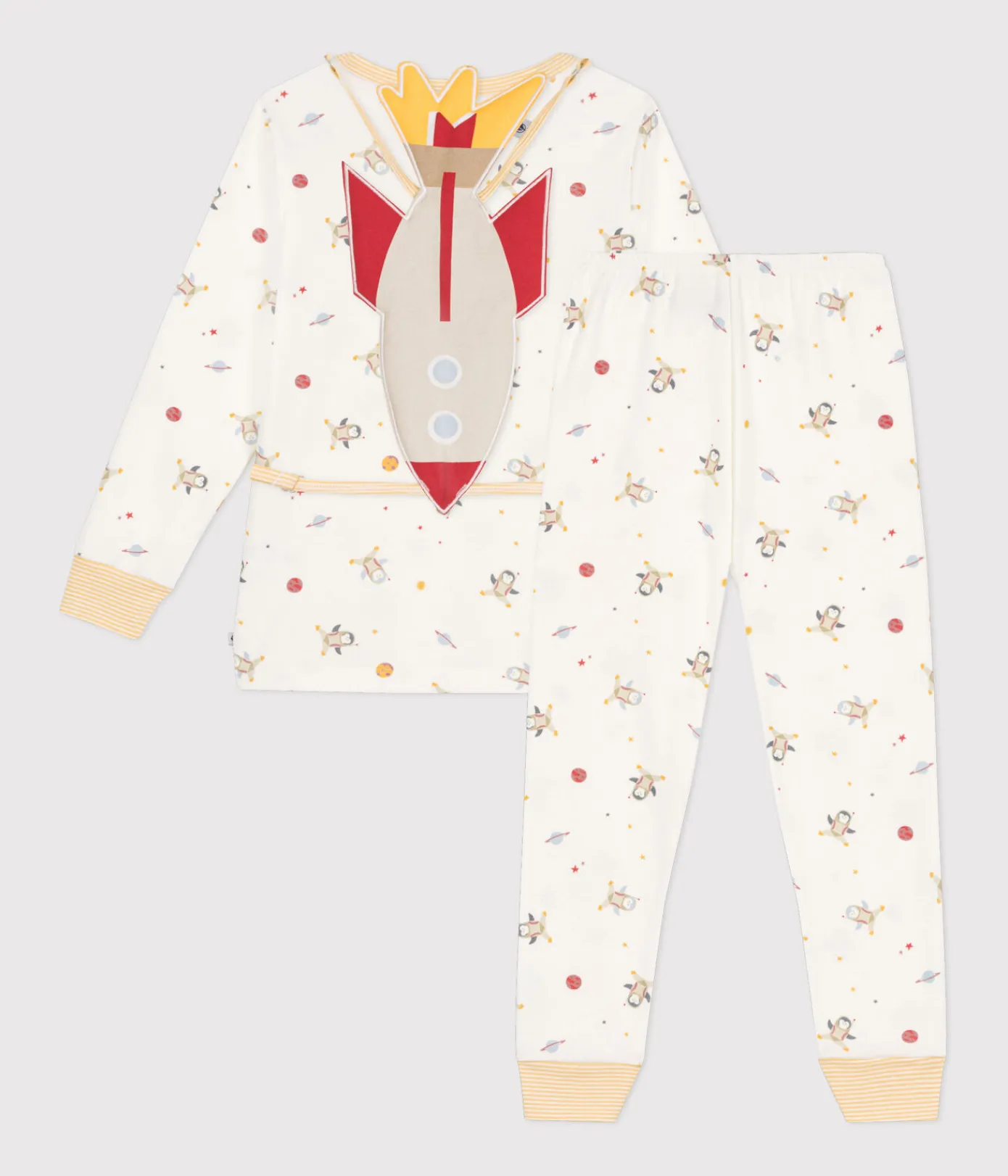 Petit Bateau Schlafanzüge, Pyjamas|Schlafanzüge, Nachthemden*Kinder-Pyjama zum Verkleiden aus Baumwolle mit Raumfahrtmotiven weiss MARSHMALLOW/weiss MULTICO