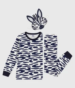Petit Bateau Schlafanzüge, Pyjamas|Schlafanzüge, Nachthemden*Kinder-Pyjama zum Verkleiden aus Baumwolle mit Zebra-Motiv blau MILK/ SOIR