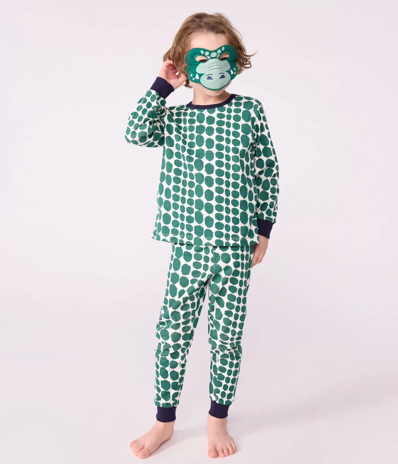 Petit Bateau Schlafanzüge, Nachthemden|Schlafanzüge, Pyjamas*Kinder-Pyjama zum Verkleiden aus Baumwolle mit Krokodil-Motiv grün MILK/ EVERGREEN