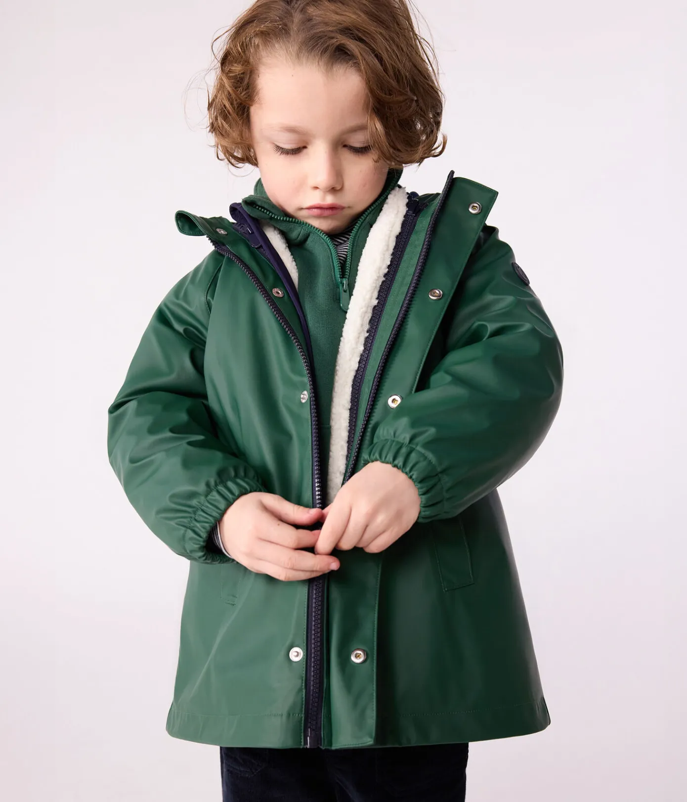 Petit Bateau Mäntel, Jacken, Regenjacken*Kinder-Regenjacke 3 in 1 grün WILLOW/ SOIR