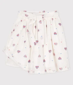 Petit Bateau Kleider, Röcke*Kinder-Rock aus Baumwolle mit Herzen weiss AVALANCHE/ MULTICO
