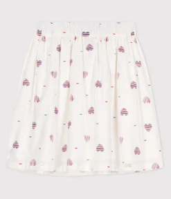 Petit Bateau Kleider, Röcke*Kinder-Rock aus Baumwolle mit Herzen weiss AVALANCHE/ MULTICO