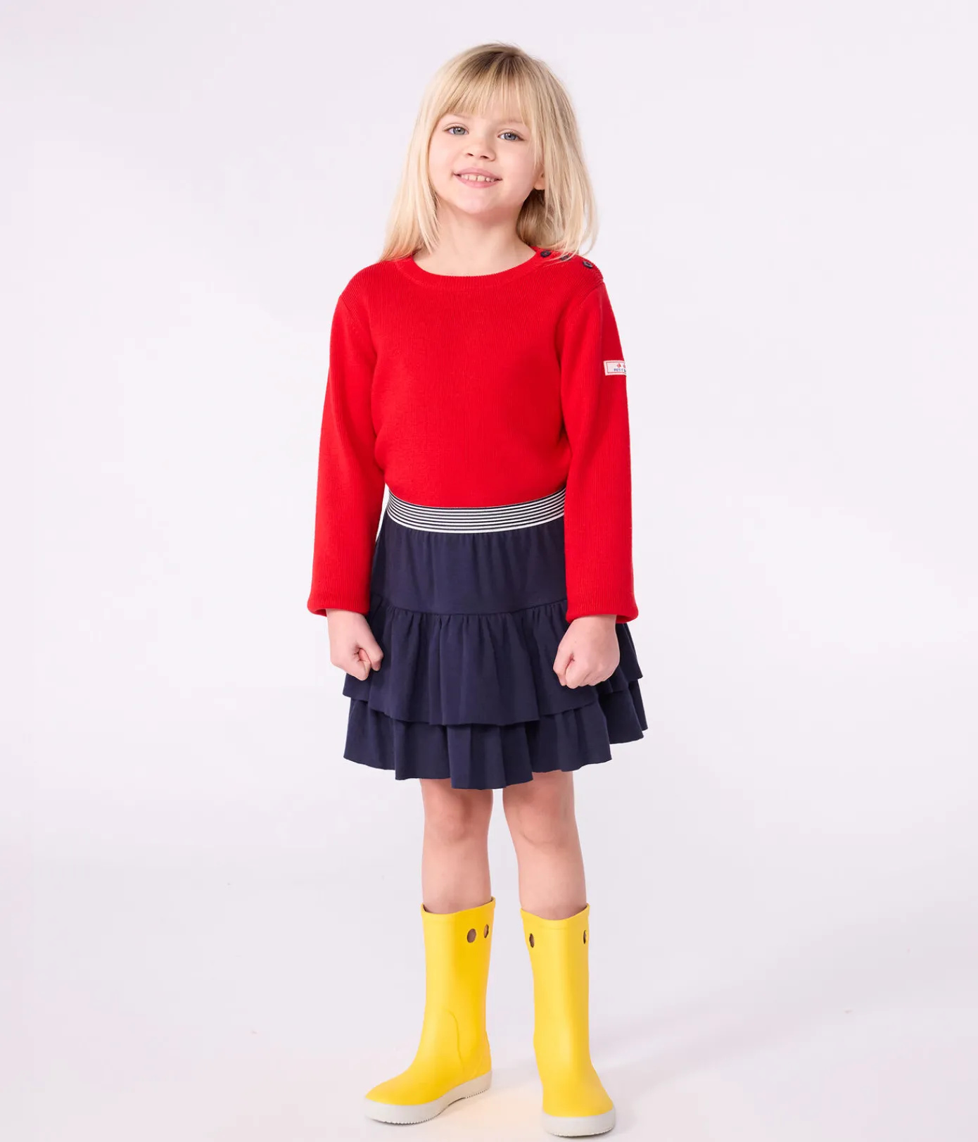 Petit Bateau Kleider, Röcke*Kinder-Rock aus einfarbiger Baumwolle blau SMOKING