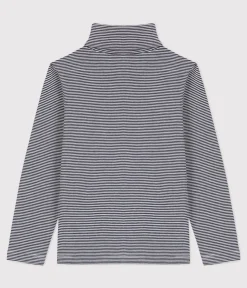 Petit Bateau T-Shirts, Poloshirts, Hemden|T-Shirts, Tops, Oberteile*Kinder-Rollkragenshirt aus Baumwolle für Mädchen und Jungen blau SMOKING/weiss MARSHMALLOW
