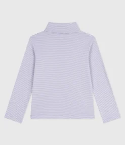 Petit Bateau T-Shirts, Tops, Oberteile*Kinder-Rollkragenshirt aus Baumwolle mit Streifen weiss SQUAW/ MARSHMALLOW