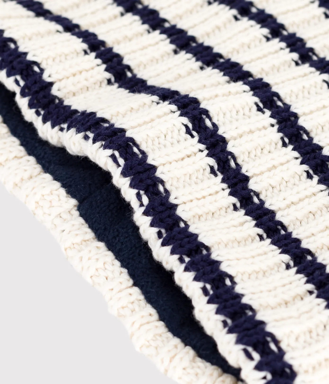 Petit Bateau Accessoires, Mützen, Caps*Kinder-Schlauchschal mit Streifen aus Strick mit Fleece-Futter blau MARSHMALLOW/ SOIR