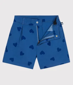 Petit Bateau Shorts, Hosen, Leggings*Kinder-Shorts aus Baumwolle mit Herzmotiv blau ALASKA FONCE/ MEDIEVAL
