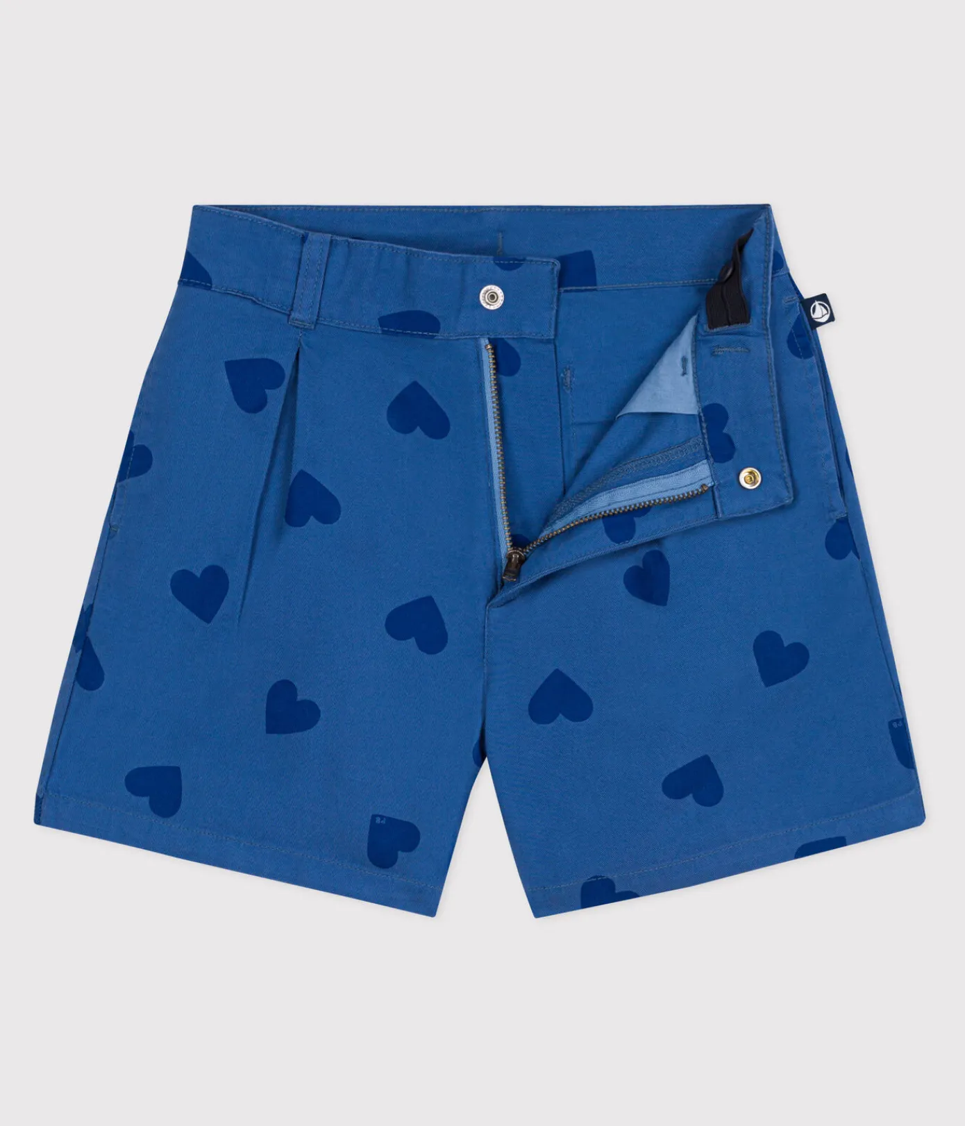 Petit Bateau Shorts, Hosen, Leggings*Kinder-Shorts aus Baumwolle mit Herzmotiv blau ALASKA FONCE/ MEDIEVAL