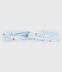Petit Bateau Accessoires, Mützen, Caps*Kinder-Stirnband aus Popeline mit Blumenmuster blau FRAICHEUR/weiss MULTICO