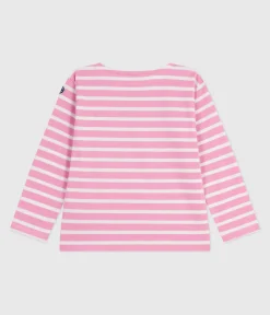 Petit Bateau Sweatshirts, Pullover, Cardigans*Kinder-Streifenshirt rosa BOUDOIR/ MILK