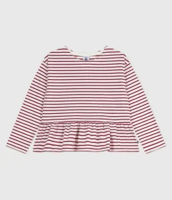 Petit Bateau Sweatshirts, Pullover, Cardigans*Kinder-Streifenshirt ROT MILK/ AMARANTE