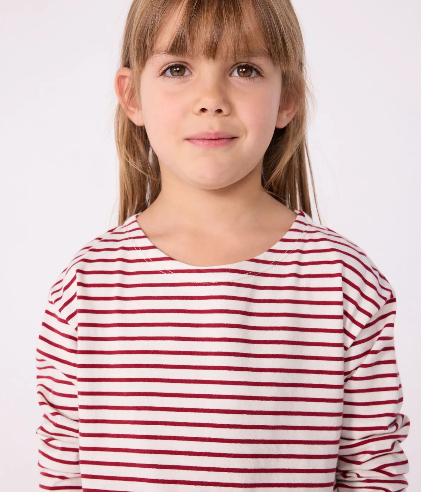 Petit Bateau Sweatshirts, Pullover, Cardigans*Kinder-Streifenshirt ROT MILK/ AMARANTE