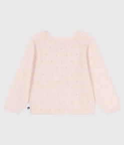 Petit Bateau Sweatshirts, Pullover, Cardigans*Kinder-Strickjacke aus Baumwolle mit Zierstrick rosa FLEUR