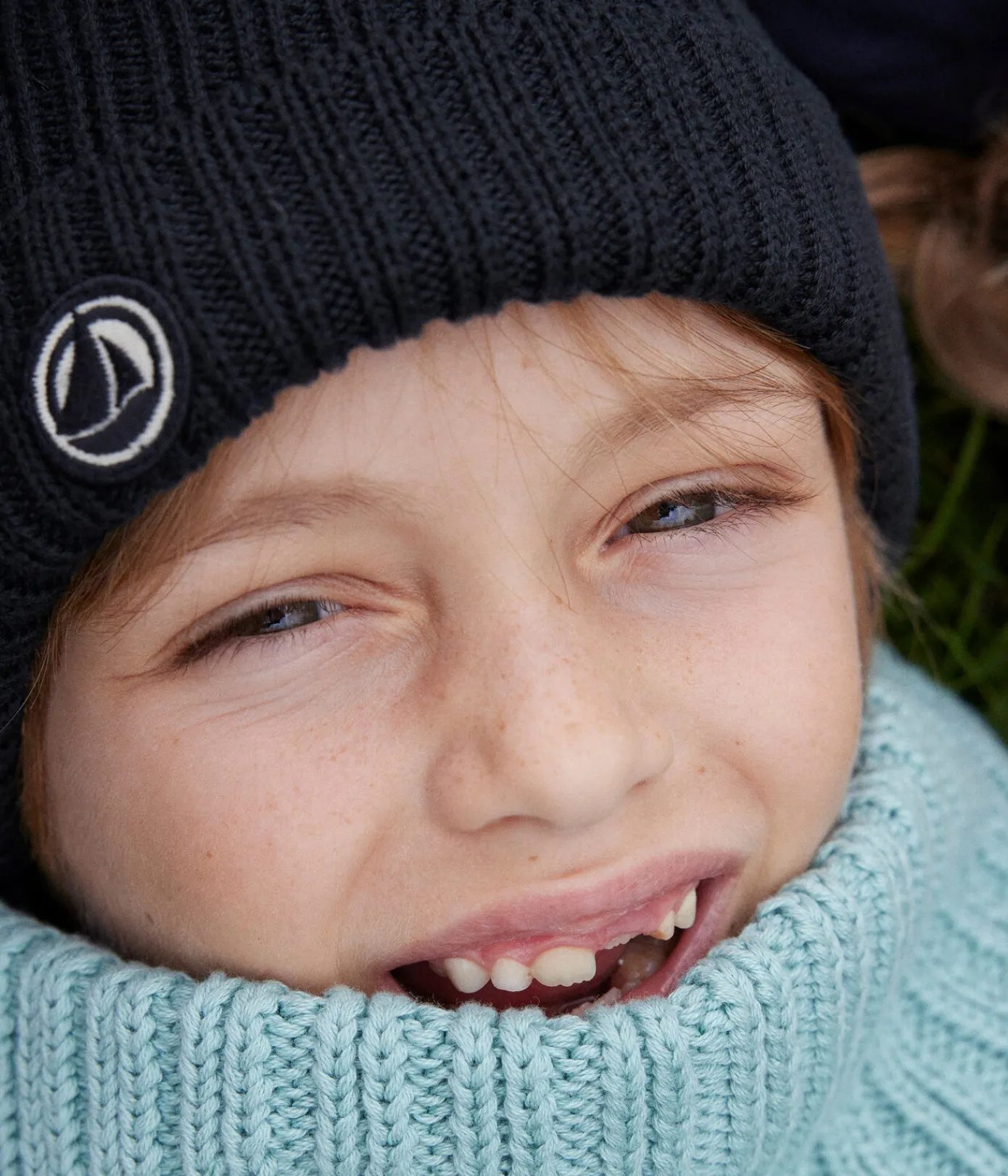 Petit Bateau Accessoires, Mützen, Caps*Kinder-Strickmütze mit Fleece gefüttert blau SMOKING
