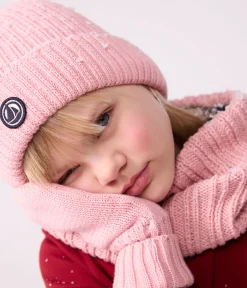 Petit Bateau Accessoires, Mützen, Caps*Kinder-Strickmütze mit Fleece gefüttert rosa CHARME