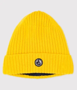 Petit Bateau Accessoires, Mützen, Caps*Kinder-Strickmütze mit Fleece gefüttert gelb JAUNE