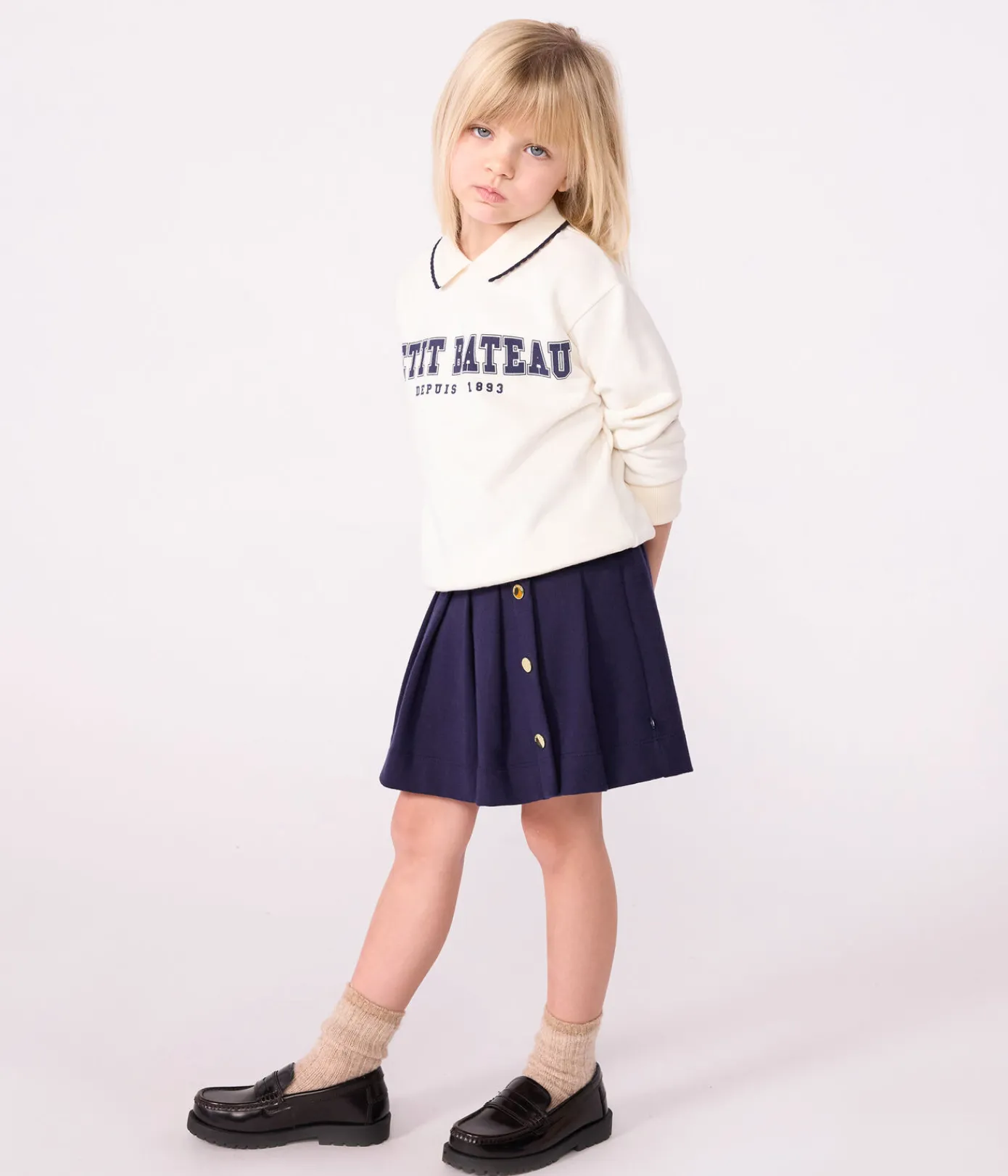 Petit Bateau Sweatshirts, Pullover, Cardigans*Kinder-Sweatshirt aus bedruckter Baumwolle naturfarben MILK