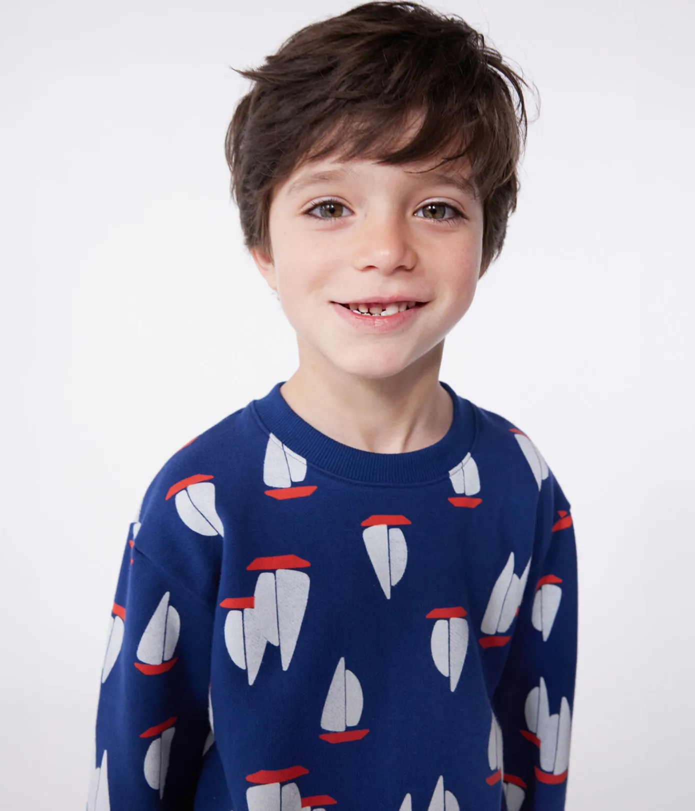 Petit Bateau Sweatshirts, Pullover, Cardigans*Kinder-Sweatshirt aus bedruckter Baumwolle blau MEDIEVAL/weiss MULTICO